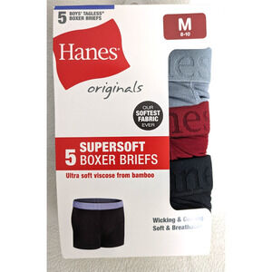 Hanes 5 Pack Boys Boxer Briefs Med 8-10 Tagless Wicking Cooling